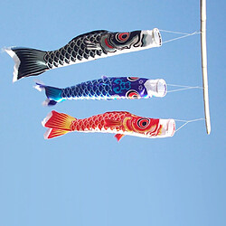 Satin Koinobori 3pcs Manche à Air Japonais Drapeau Koinobori Serpentin Carpe Banderole 40cm