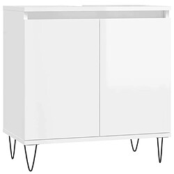 Maison Chic Armoire de bain,Meuble de rangement de salle de bain,Meuble haut blanc brillant 58x33x60 cm bois d'ingénierie -GKD316933