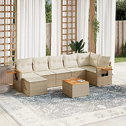 Maison Chic Salon de jardin avec coussins 8 pcs | Ensemble de Table et chaises | Mobilier d'Extérieur beige résine tressée -GKD44411