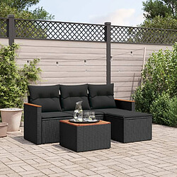 Maison Chic Ensemble de 5 Tables et chaises d'extérieur avec coussins,Salon de jardin noir résine tressée -GKD643542