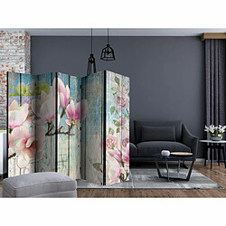 Paris Prix Paravent 5 Volets Pink Flowers on Wood 172x225cm