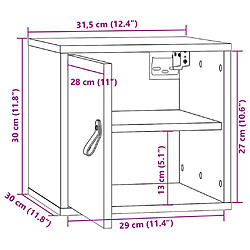 vidaXL Armoires murales 2 pcs Gris 31,5x30x30 cm Bois de pin massif pas cher