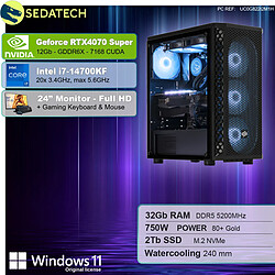 Sedatech Pack PC Gamer Pro • Intel i7-14700KF • RTX4070 Super • 32Go DDR5 • 2To SSD M.2 • Windows 11 • Moniteur 24''