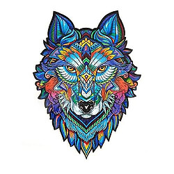 Universal Puzzle, en bois, en forme de loup, 5 mm d'épaisseur, 122 pièces - Multicolore 