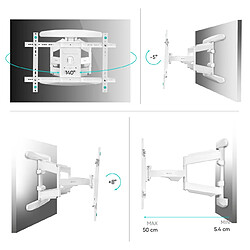 ONKRON Support Mural TV Blanc pour 40" - 75" TV, Bras TV Mural Articulé Blanc de 45,5 kg - Fixation Murale TV VESA 200x100 - 600x400 mm/Support Mural TV Orientable et Inclinable Pivotant M6L-W Blanc