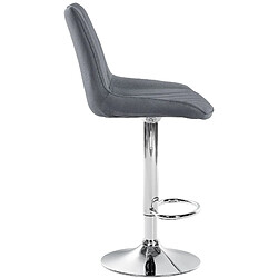 Avis Decoshop26 Lot de 2 tabourets de bar réglable en hauteur pivotant à 360° assise en tissu gris couture verticale pied métal chromé 10_0004433