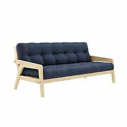 Inside 75 Canapé convertible futon GRAB pin naturel coloris marine couchage 130 cm.