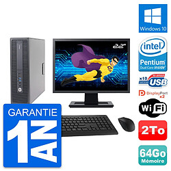 PC HP 600 G2 SFF Ecran 22" Intel G4400 RAM 64Go Disque Dur 2To Windows 10 Wifi · Occasion 