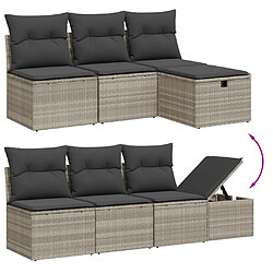 Acheter vidaXL Salon de jardin avec coussins 7 pcs gris clair résine tressée