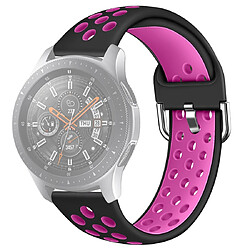 Wewoo Bracelet pour montre connectée Galaxy Watch 46 / S3 / Huawei GT 1/2 22mm de en silicone bicolore bicoloreTaille L Noir Rose Pourpre