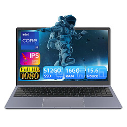 VANWIN Ordinateur Portable 15.6'' Intel Core i9-8950HK 16Go DDR4 512Go SSD Windows 11 pro Pc portable avec 1920*1080 IPS 5000mAh BT5.0 USB 3.0*2 HDMI-AZERTY