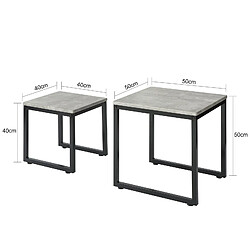 SoBuy FBT42-HG Tables Basses Gigognes - Set de 2 - Lot de 2 Tables d'Appoint Empilables Tables Carrée Table Basse