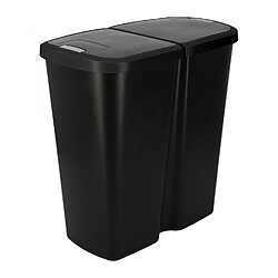 Poubelle à double couvercle Keden Compacta Q DUO 45L Un Compartiment Triage noir