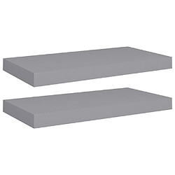 Maison Chic Lot de 2 Étagères murales,Étagère Rangement flottate gris 50x23x3,8 cm MDF -MN72488