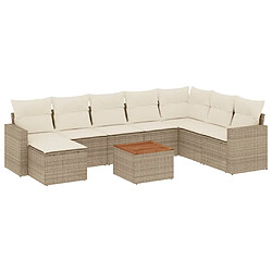 Maison Chic Salon de jardin avec coussins 9 pcs | Ensemble de Table et chaises | Mobilier d'Extérieur beige résine tressée -GKD79126