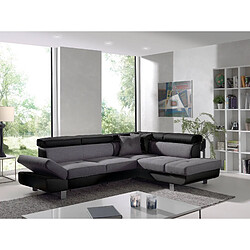 Bestmobilier Lisbona - Canapé d'angle droit convertible - 5 places - avec têtières Lisbona - Canapé d'angle droit convertible - 5 places - avec têtières - Noir / Gris