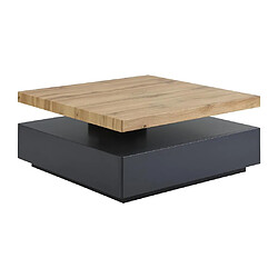 Vente-Unique Table basse KYRIA - 1 Tiroir & Plateau pivotant - MDF - Coloris : Anthracite et chêne