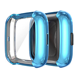 Wewoo Boîtier de montre Housse en TPU à couverture totale pour Fitbit Versa 2 bleue 