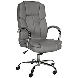 Decoshop26 Fauteuil de bureau sur roulettes largeur d'assise XXL en PVC gris et métal chromé 10_0002418