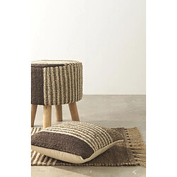 GEESE HOME 10643-Pouf de jute et coton 40x40x45 cm