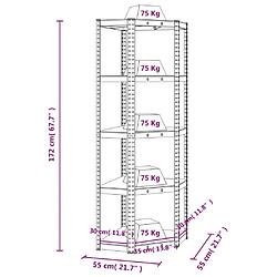 vidaXL Étagère d'angle à 5 niveaux Anthracite Acier bois d'ingénierie pas cher