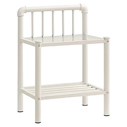 Maison Chic Table de chevet,Table de Nuit,Meuble de Rangement Blanc/transparent 45x34,5x62,5cm Métal et verre