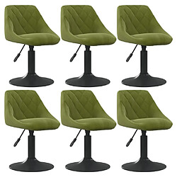 vidaXL Chaises pivotantes à manger lot de 6 vert clair velours