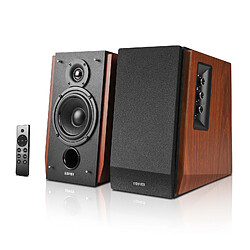 Enceintes de Bibliothèque Bluetooth Actives Edifier R1700BTs - Couleur du bois · Reconditionné Enceintes de Bibliothèque actives Edifier R1700BTs - Bluetooth v5.0, 2.0 Enceinte de Moniteur de Studio en Champ Proche Sans Fil - 66 W RMS avec Sortie de Ligne de Caisson de Basses - Couleur du bois