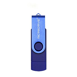 Wewoo Clé USB MicroDrive 64 Go USB 2.0 pour téléphone et ordinateur Double disque rotatif OTG Metal U Bleu