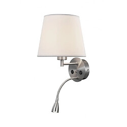 Luminaire Center Applique avec liseuse Fusion Nickel satiné 1 ampoule 17cm Coloris : Nickel satinéNombre d'ampoules : 1Type d'ampoule : LED intégréPuissance Max en Watts (W) : 3Ampoules incluses : Oui intégréIP20Température de couleur LED en Kelvi