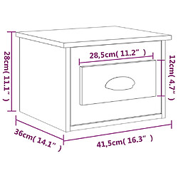 vidaXL Table de chevet murale chêne fumé 41,5x36x28 cm pas cher