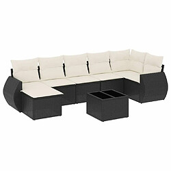 Maison Chic Ensemble Tables et chaises d'extérieur 8 pcs avec coussins,Salon de jardin noir résine tressée -GKD999359