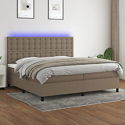 vidaXL Sommier à lattes de lit et matelas et LED Taupe 200x200cm Tissu 