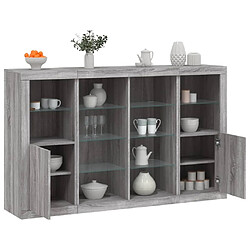 Maison Chic Lot de 3 Commode Buffet - Meuble de rangements avec lumières LED sonoma gris bois d'ingénierie -GKD50797