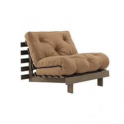 Inside 75 Fauteuil convertible futon ROOTS pin carob brown matelas mocca couchage 90 x 200 cm 