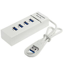 Wewoo Hub USB 3.0 blanc 4 ports USB 3.0 HUB, super vitesse 5 Gbps, Plug and Play, avec indicateur de puissance LED, BYL-P104 