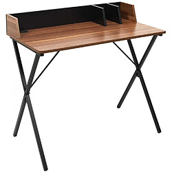 The Home Deco Factory Bureau en bois et métal Brice imitation noyer.