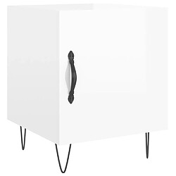 Maison Chic Lot de 2 Tables de chevet,Table de nuit,Table d'appoint pour salon blanc brillant 40x40x50 cm -MN55557 pas cher