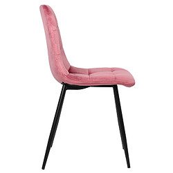 Decoshop26 Lot de 2 chaises de salle à manger en velours rose pieds métal noir mat style moderne CDS101103