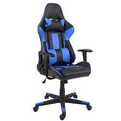 Decoshop26 Fauteuil chaise de bureau sur roulettes gamer pivotante en synthétique noir bleu 04_0001854