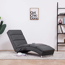 vidaXL Chaise longue de massage Gris Similicuir 