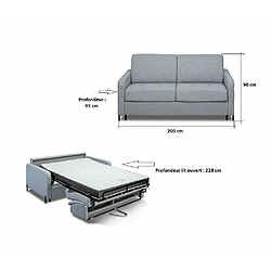 Inside 75 Canapé convertible EXPRESS BELLECOUR lattes 160 cm matelas 16 cm pieds métal noir tissu gris pas cher