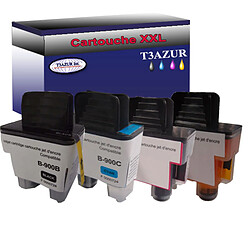 T3Azur Lot de 4 Cartouches compatibles Brother MFC-610CLN, MFC-610CLWN, MFC-615CL, LC900 (Noire+Couleur)