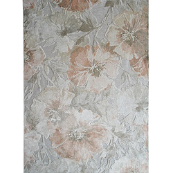 Thedecofactory VERDIO FLOWER - Tapis en viscose motif fleurs en relief gris 160x230 