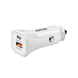 Avis Konrow KCC20ACW - Adaptateur Allume-cigare 1 Port USB A & 1 Port USB Type C - Charge rapide 20W, Blanc (Compatible, Blister)