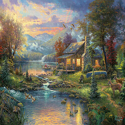 Schmidt Spiele- Thomas Kinkade, Nature Paradise, Puzzle de 500 pièces dans Une boîte nostalgique, 59691, Coloré