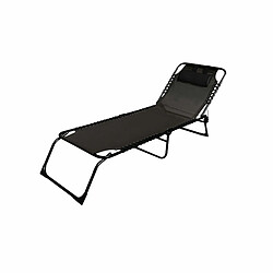 Marbueno Chaise Longue Pliante Acier Avec Coussin Jardin et Piscine 190X58X27 cm Noire 10004 - Noir 