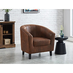 Vente-Unique Fauteuil cabriolet en microfibre vieillie marron CRISTOBAL II