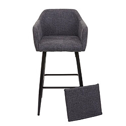 Mendler Tabouret de bar HWC-H93, tabouret de comptoir, repose-pieds métal ~ tissu/textile gris foncé