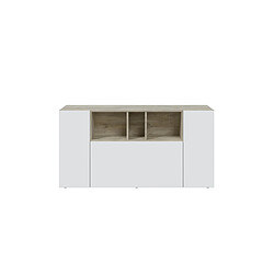 Loungitude Buffet JOHN 3 portes et 3 niches Buffet JOHN 3 portes et 3 niches L150cm - Blanc et Bois